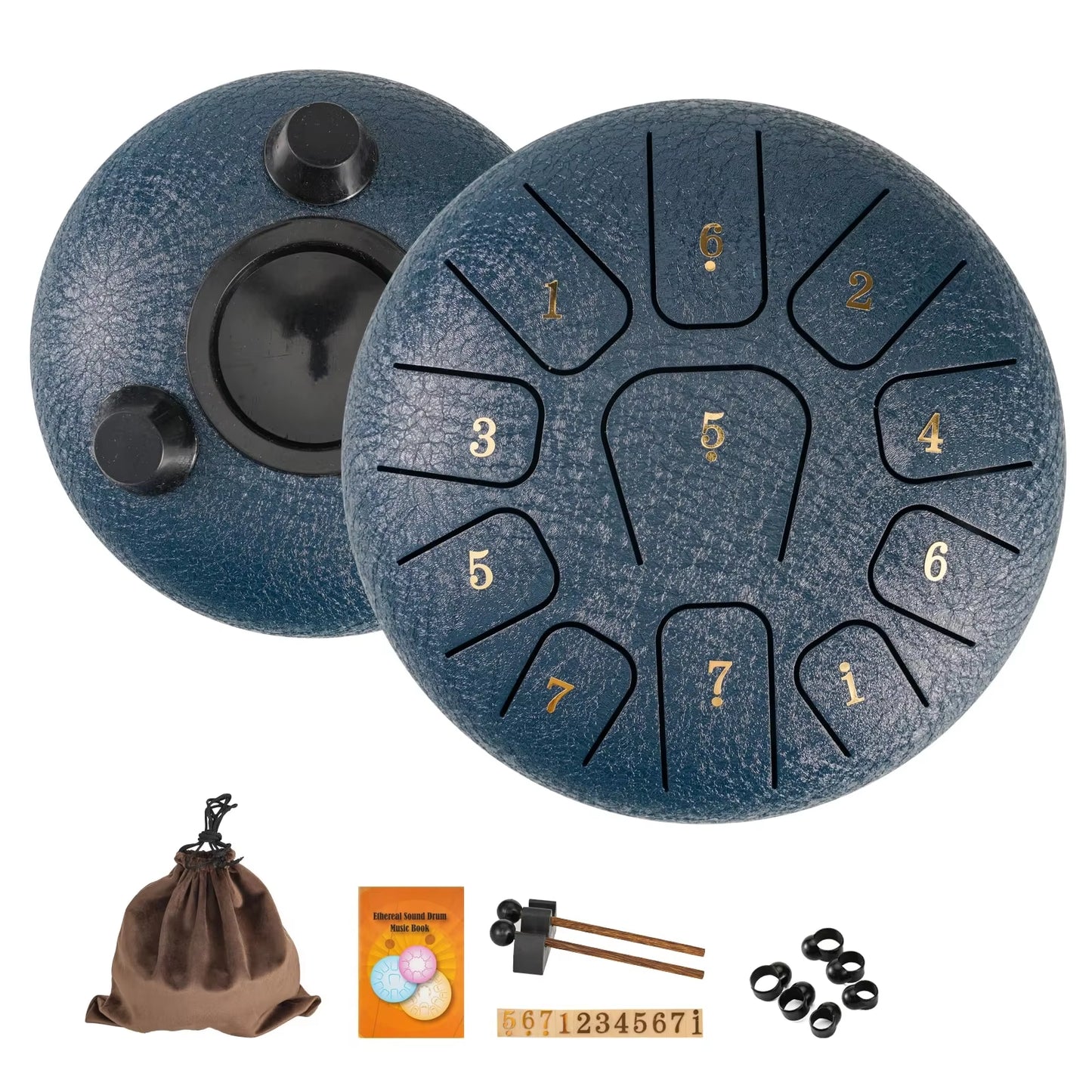 6" Steel Tongue Drum Gift Set | 11-Note Sound Healing Instrument W/Tuning Kit | Yoga/Meditation/Anxiety Relief Tool