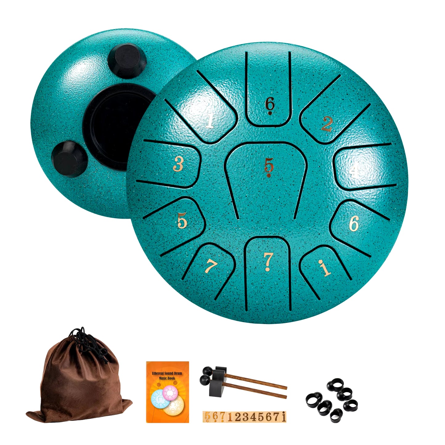 6" Steel Tongue Drum Gift Set | 11-Note Sound Healing Instrument W/Tuning Kit | Yoga/Meditation/Anxiety Relief Tool