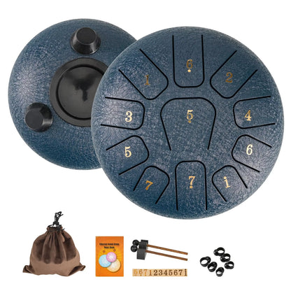 6" Steel Tongue Drum Gift Set | 11-Note Sound Healing Instrument W/Tuning Kit | Yoga/Meditation/Anxiety Relief Tool