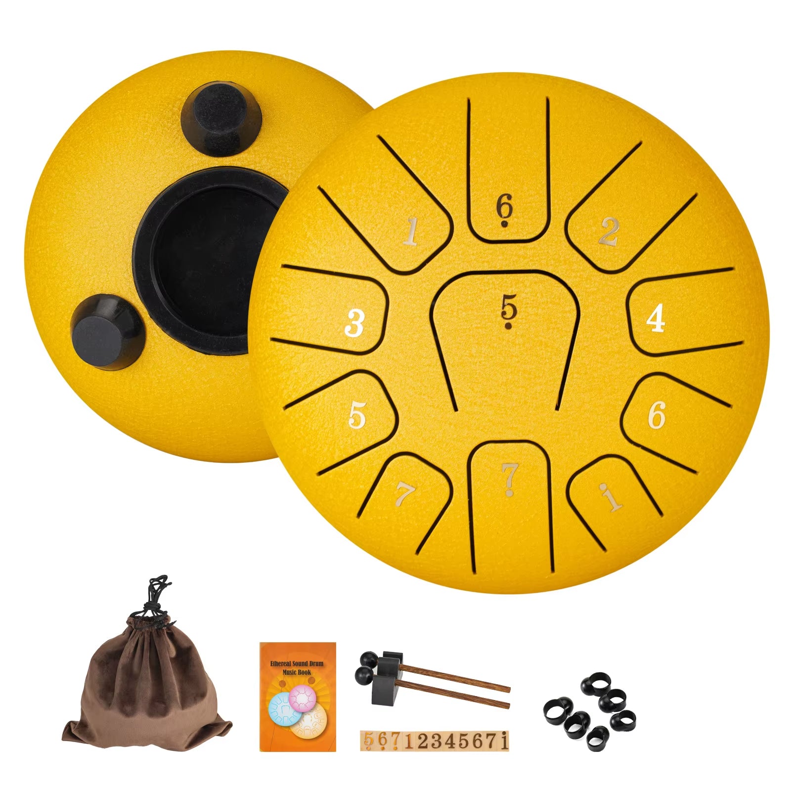 6" Steel Tongue Drum Gift Set | 11-Note Sound Healing Instrument W/Tuning Kit | Yoga/Meditation/Anxiety Relief Tool