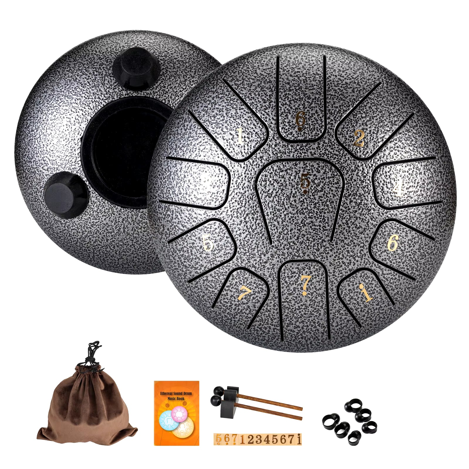 6" Steel Tongue Drum Gift Set | 11-Note Sound Healing Instrument W/Tuning Kit | Yoga/Meditation/Anxiety Relief Tool