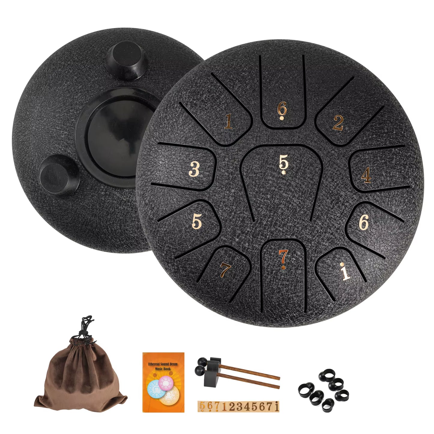 6" Steel Tongue Drum Gift Set | 11-Note Sound Healing Instrument W/Tuning Kit | Yoga/Meditation/Anxiety Relief Tool