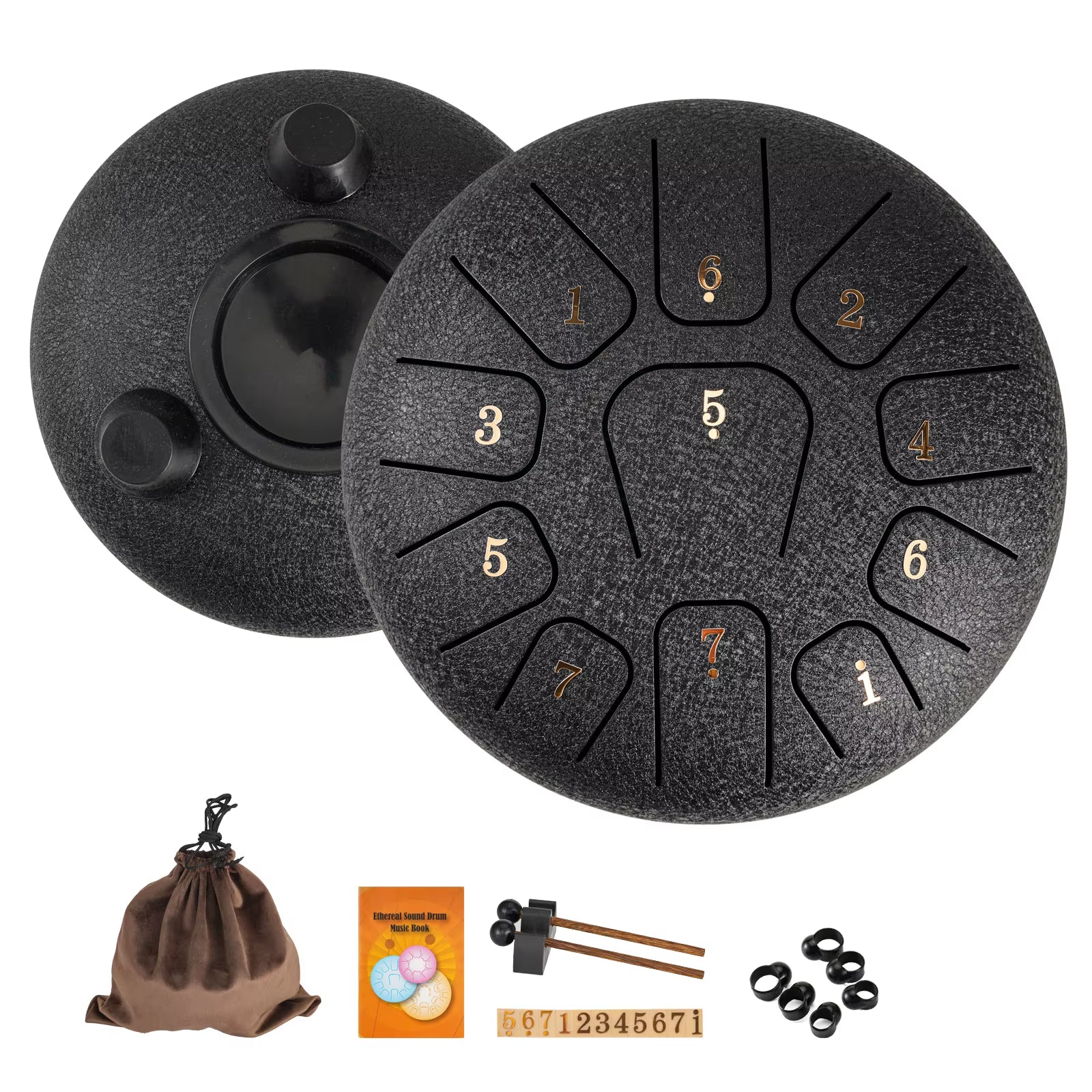 6" Steel Tongue Drum Gift Set | 11-Note Sound Healing Instrument W/Tuning Kit | Yoga/Meditation/Anxiety Relief Tool