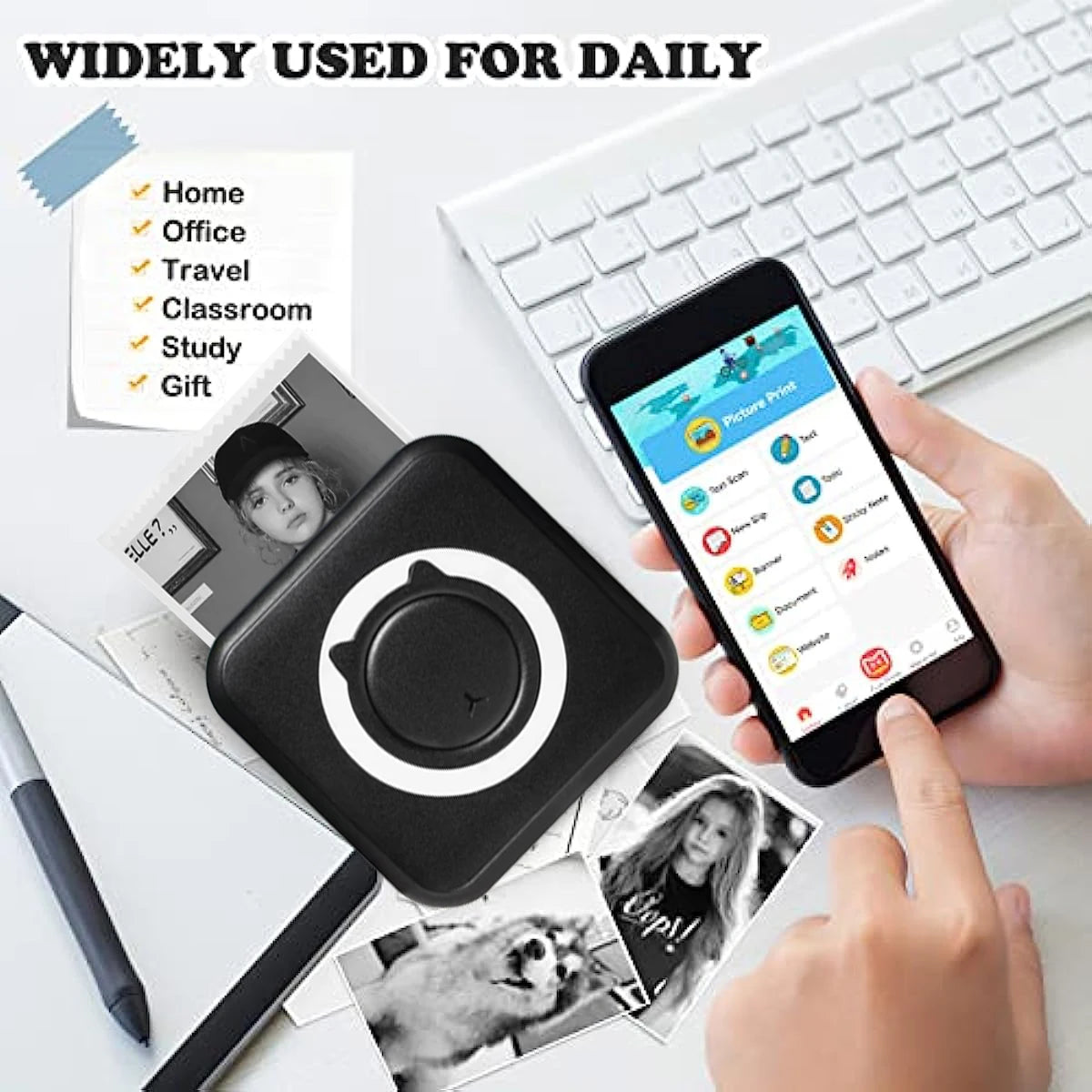 PrintoGo- hermal Printer Photo Pocket Thermal Label Printer 58mm Printing Wireless Bluetooth Android IOS