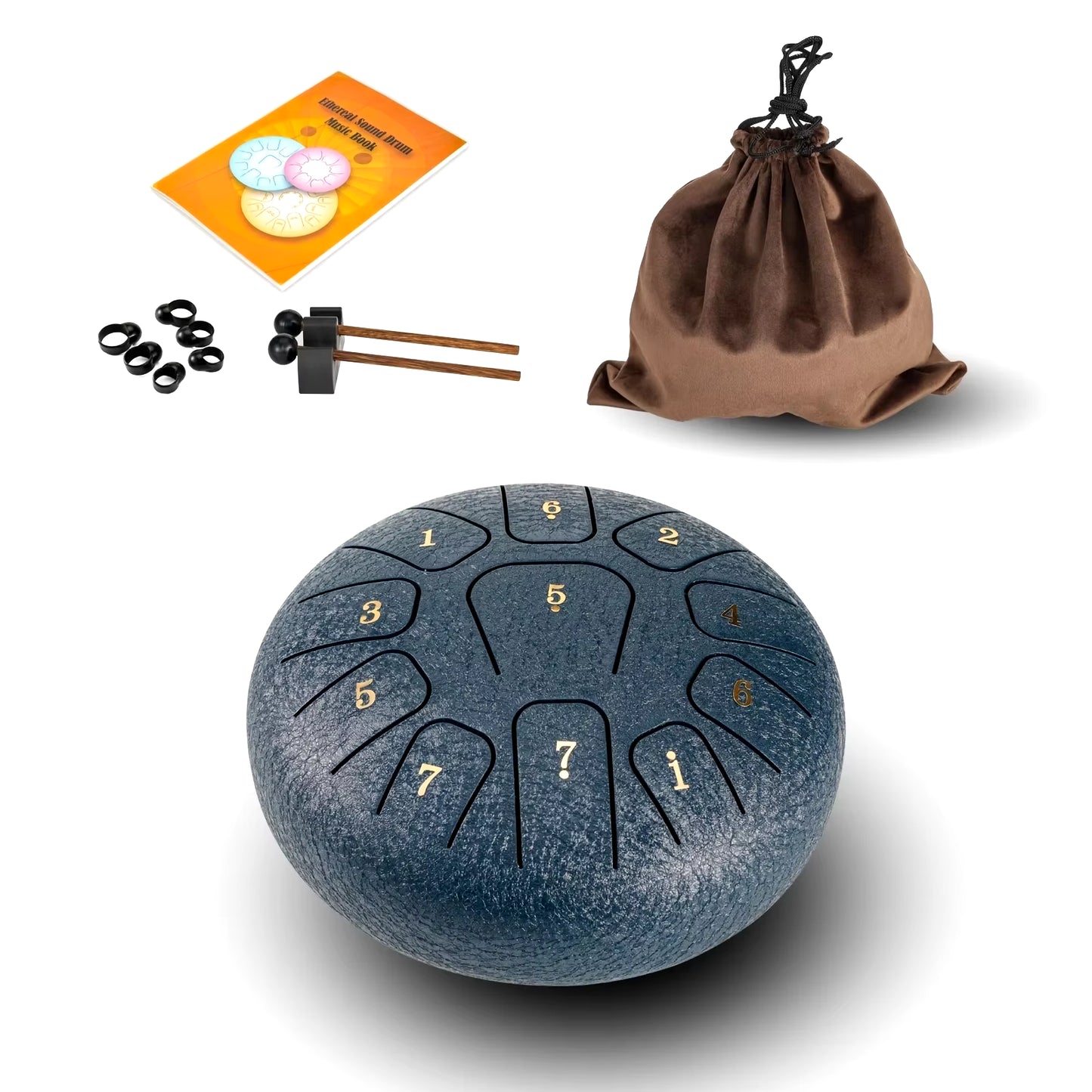 6" Steel Tongue Drum Gift Set | 11-Note Sound Healing Instrument W/Tuning Kit | Yoga/Meditation/Anxiety Relief Tool